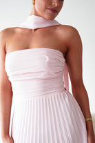 Oh Hello Clothing Women > Clothing > Dresses 1*DONE- SHAREEN COLLECTION-Blush Pink Pleated Strapless Maxi Dress with Scarf-MD08889-2