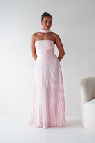 Oh Hello Clothing Women > Clothing > Dresses 1*DONE- SHAREEN COLLECTION-Blush Pink Pleated Strapless Maxi Dress with Scarf-MD08889-2