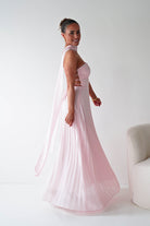 Oh Hello Clothing Women > Clothing > Dresses 1*DONE- SHAREEN COLLECTION-Blush Pink Pleated Strapless Maxi Dress with Scarf-MD08889-2