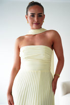Oh Hello Clothing Women > Clothing > Dresses 1*DONE- SHAREEN COLLECTION-Yellow Pleated Strapless Maxi Dress with Scarf-MD08889-2 (Copy)