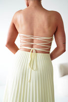 Oh Hello Clothing Women > Clothing > Dresses 1*DONE- SHAREEN COLLECTION-Yellow Pleated Strapless Maxi Dress with Scarf-MD08889-2 (Copy)