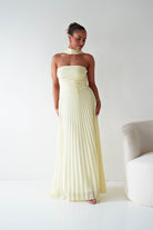 Oh Hello Clothing Women > Clothing > Dresses 1*DONE- SHAREEN COLLECTION-Yellow Pleated Strapless Maxi Dress with Scarf-MD08889-2 (Copy)