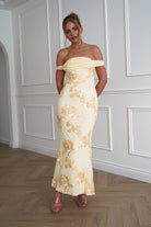 Oh Hello Clothing Dresses > Prom Dresses 1*DONE-SHAREEN-MD10102-YELLOW MESH STRAPLESS DRESS.