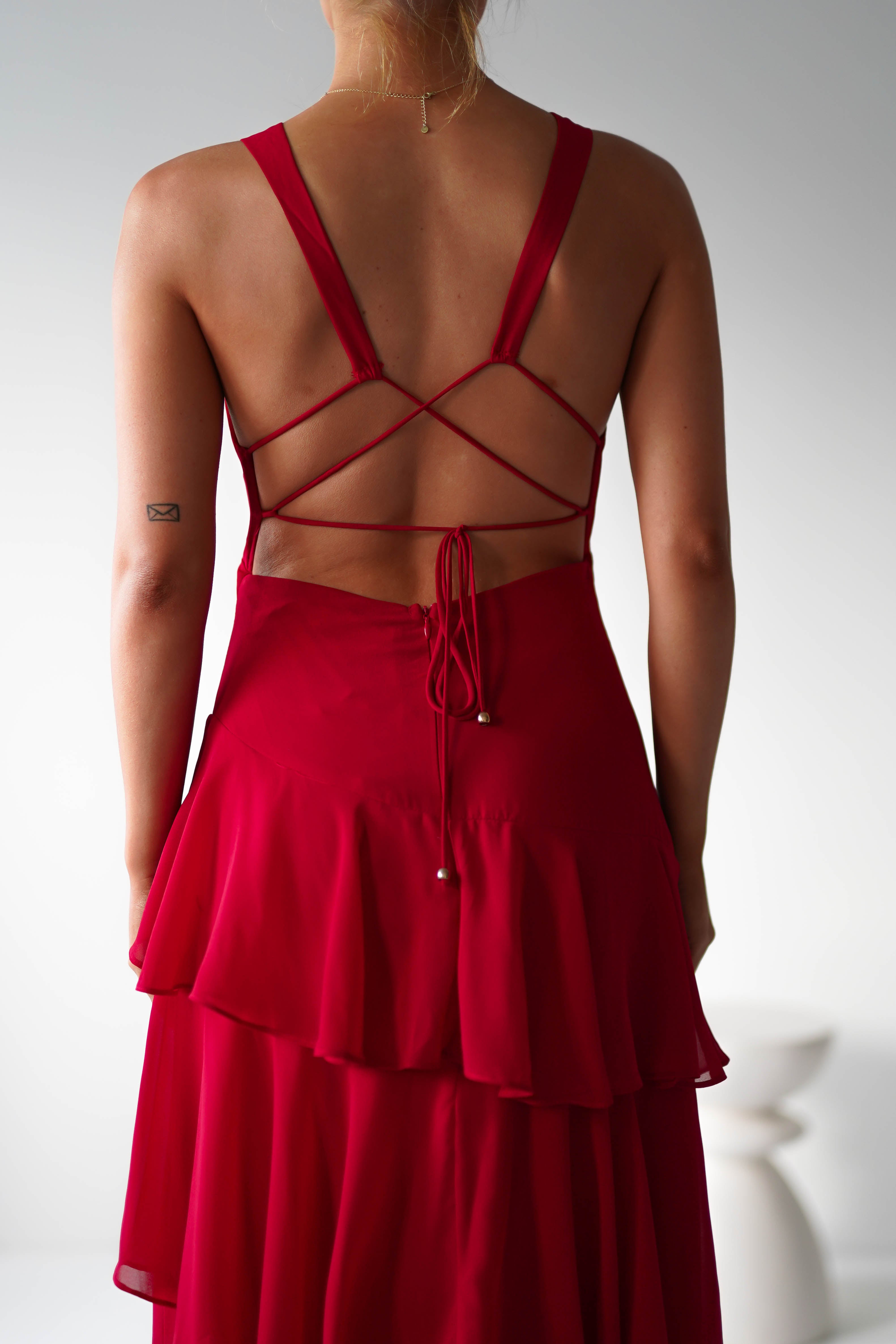 Andalusia Ruffle Maxi Dress Red | Wedding Guest Dress | Maxi | Oh Hello Clothing