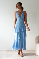 Andalusia Ruffle Maxi Dress Blue | Wedding Guest Dress | Maxi | Oh Hello Clothing