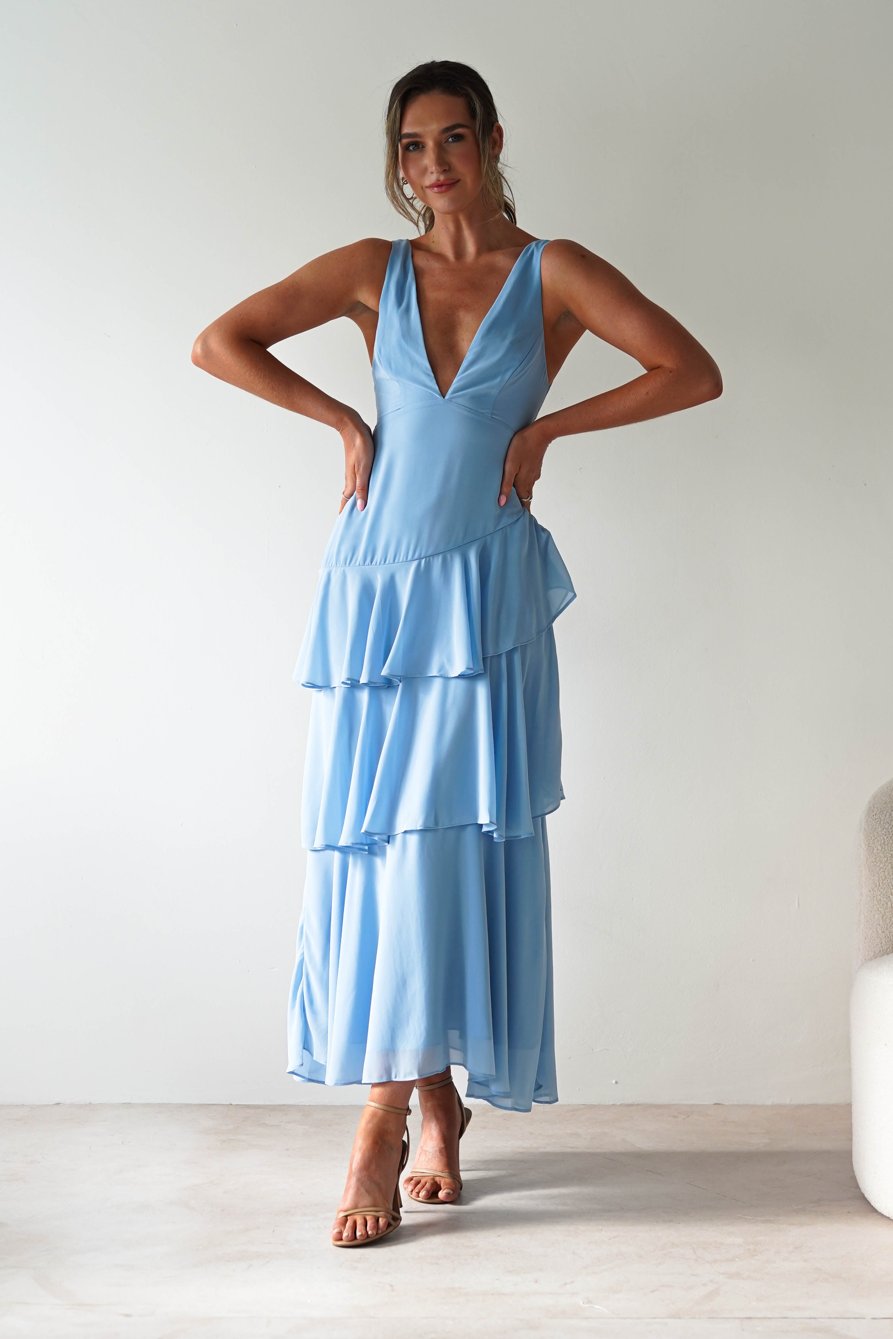 Andalusia Ruffle Maxi Dress Blue | Wedding Guest Dress | Maxi | Oh Hello Clothing