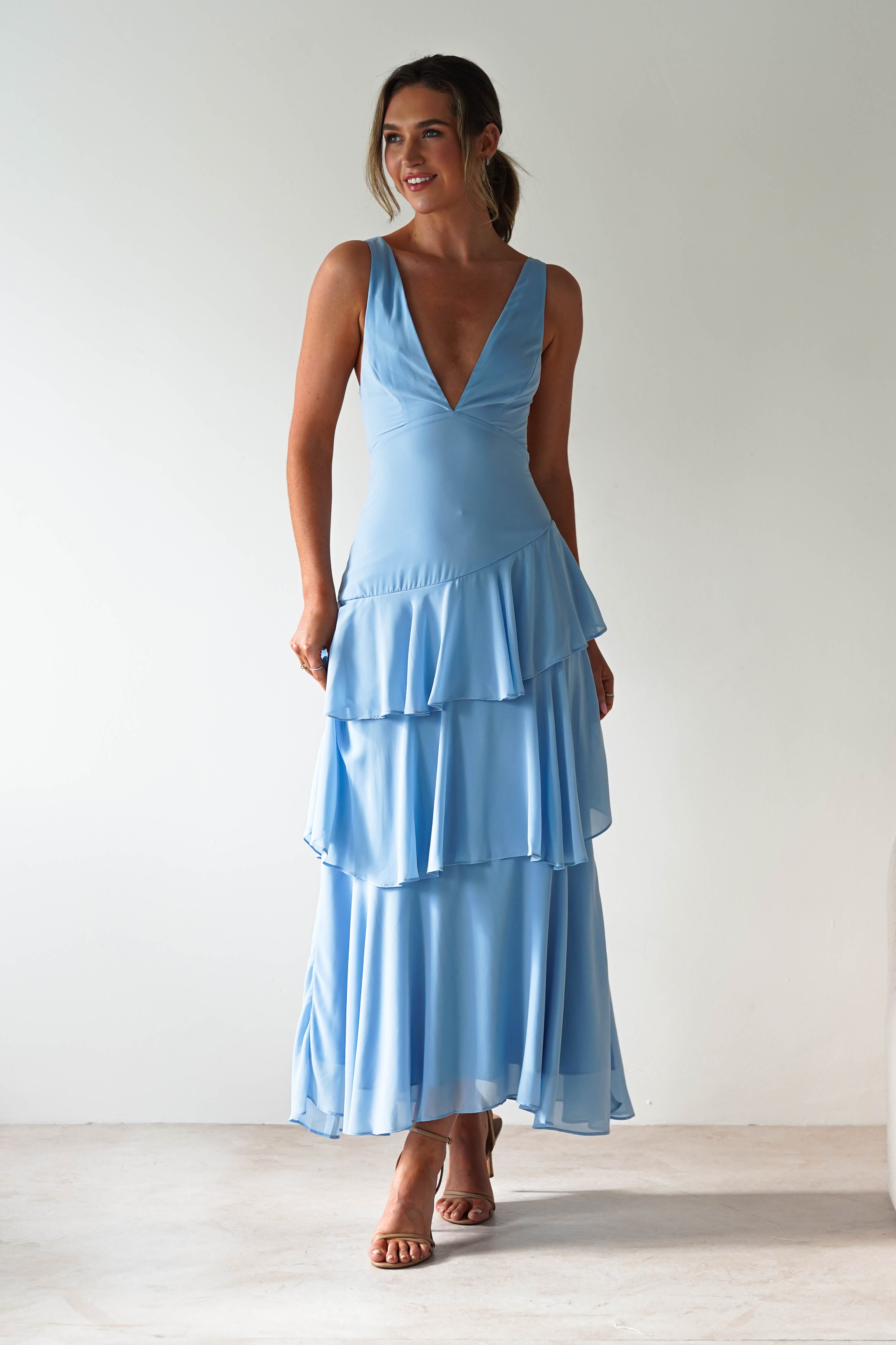 Andalusia Ruffle Maxi Dress Blue | Wedding Guest Dress | Maxi | Oh Hello Clothing