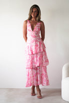 Quincy Floral Ruffle Maxi Dress Pink Print | Wedding Guest Dress | Maxi | Oh Hello Clothing