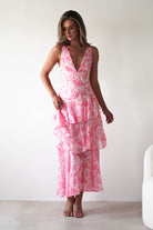 Quincy Floral Ruffle Maxi Dress Pink Print | Wedding Guest Dress | Maxi | Oh Hello Clothing