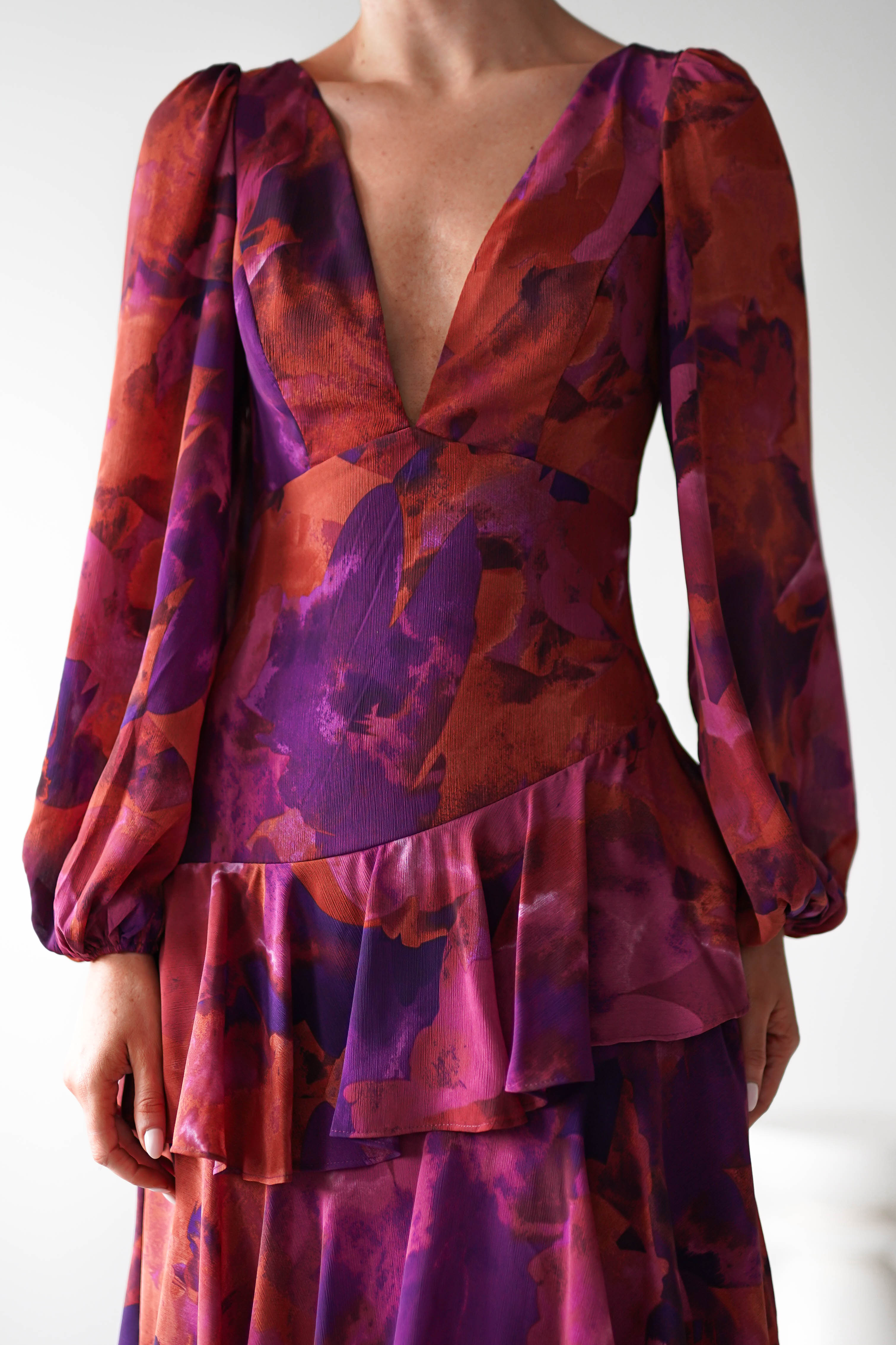 Lainey Ruffle Maxi Dress | Mixed Print | Wedding Guest Dress | Oh Hello Clothing