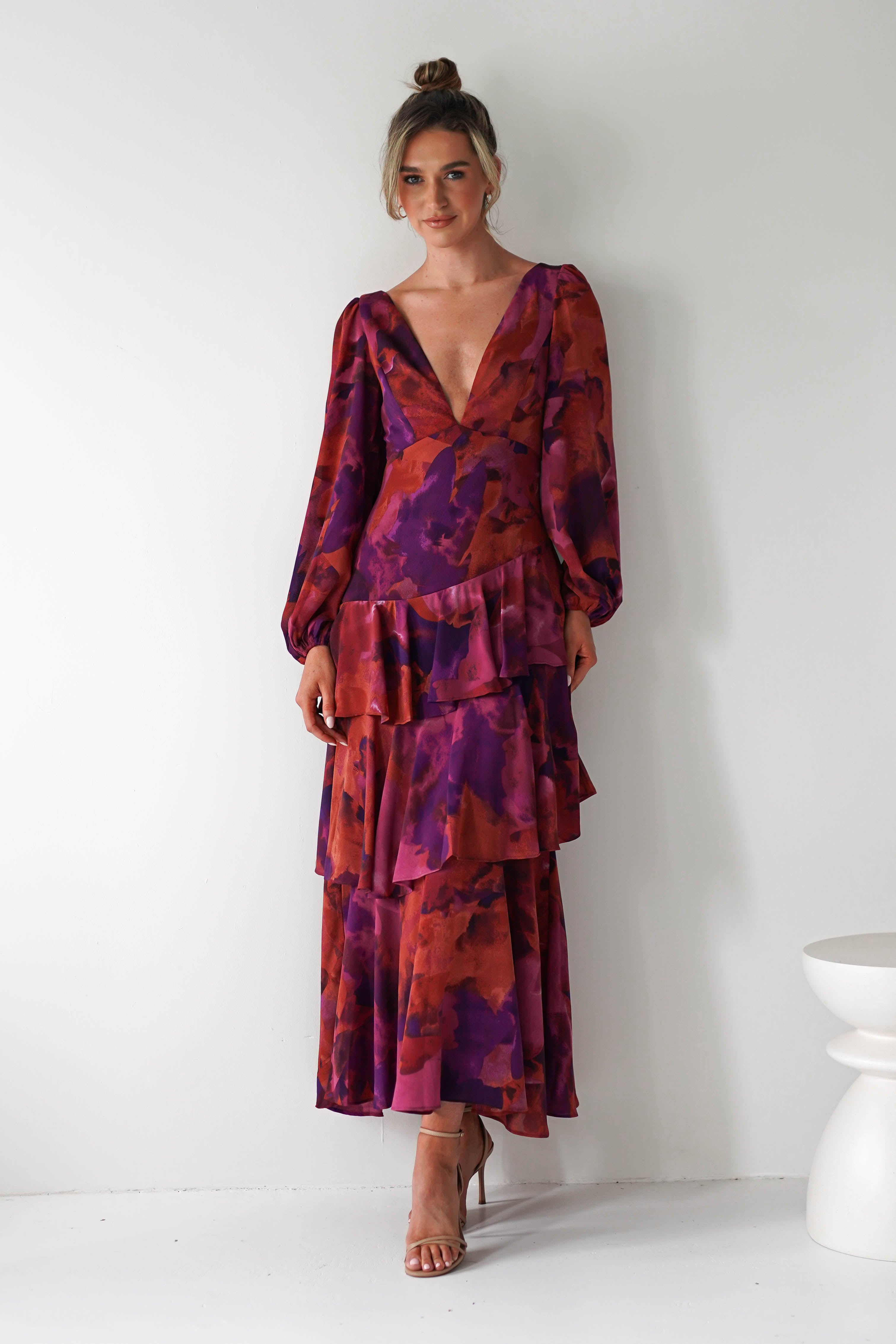 Lainey Ruffle Maxi Dress | Mixed Print | Wedding Guest Dress | Oh Hello Clothing