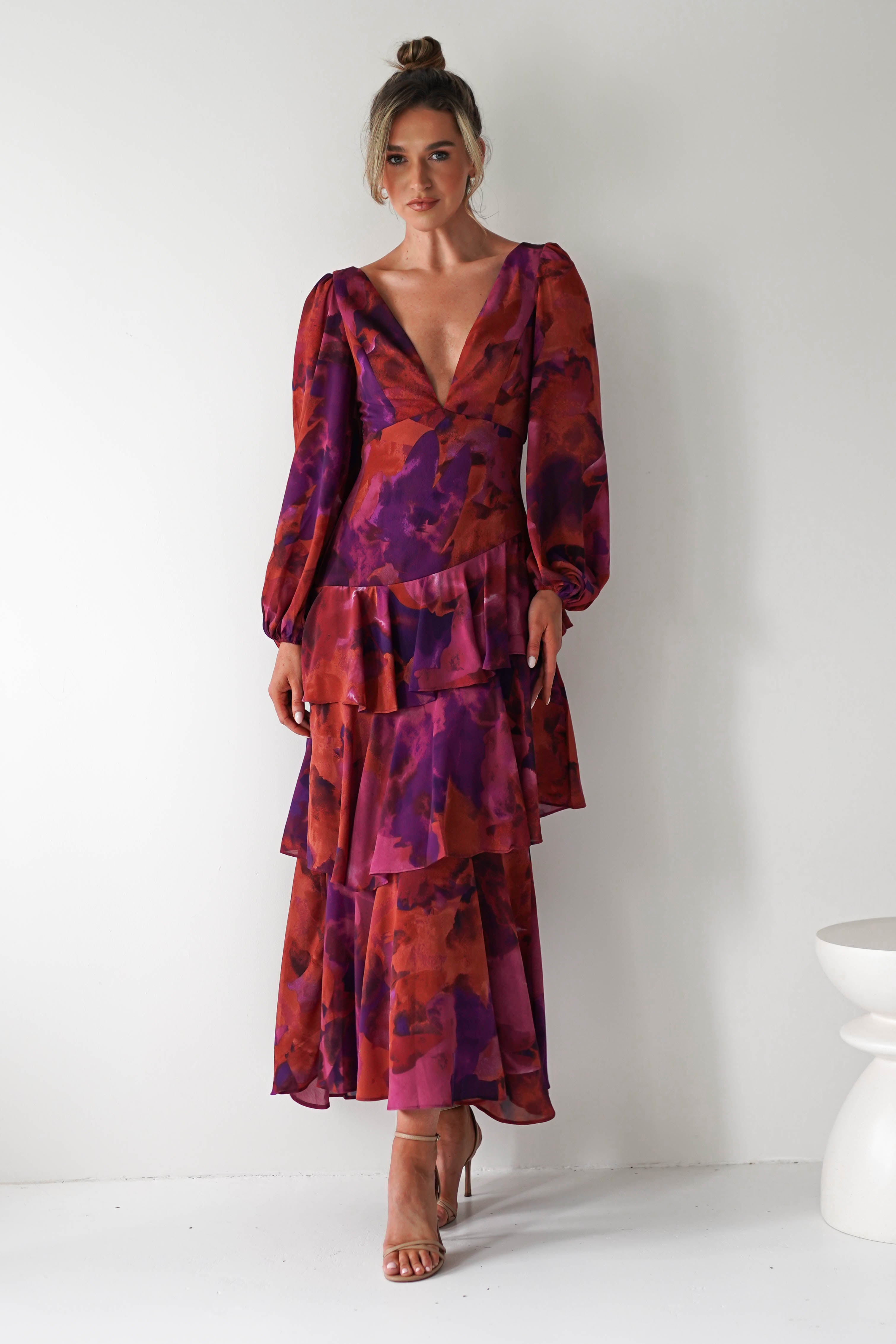 Lainey Ruffle Maxi Dress | Mixed Print | Wedding Guest Dress | Oh Hello Clothing