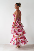 Katrina Floral Print Cotton Ruffle Maxi Dress Pink | Wedding Guest Dress | Maxi | Oh Hello Clothing