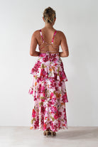Katrina Floral Print Cotton Ruffle Maxi Dress Pink | Wedding Guest Dress | Maxi | Oh Hello Clothing