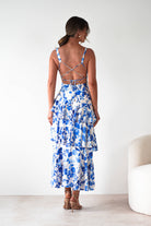 Varana Floral Ruffle Maxi Dress Blue Print | Wedding Guest Dress | Maxi | Oh Hello Clothing