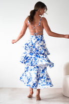 Varana Floral Ruffle Maxi Dress Blue Print | Wedding Guest Dress | Maxi | Oh Hello Clothing
