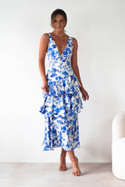 Varana Floral Ruffle Maxi Dress Blue Print | Wedding Guest Dress | Maxi | Oh Hello Clothing