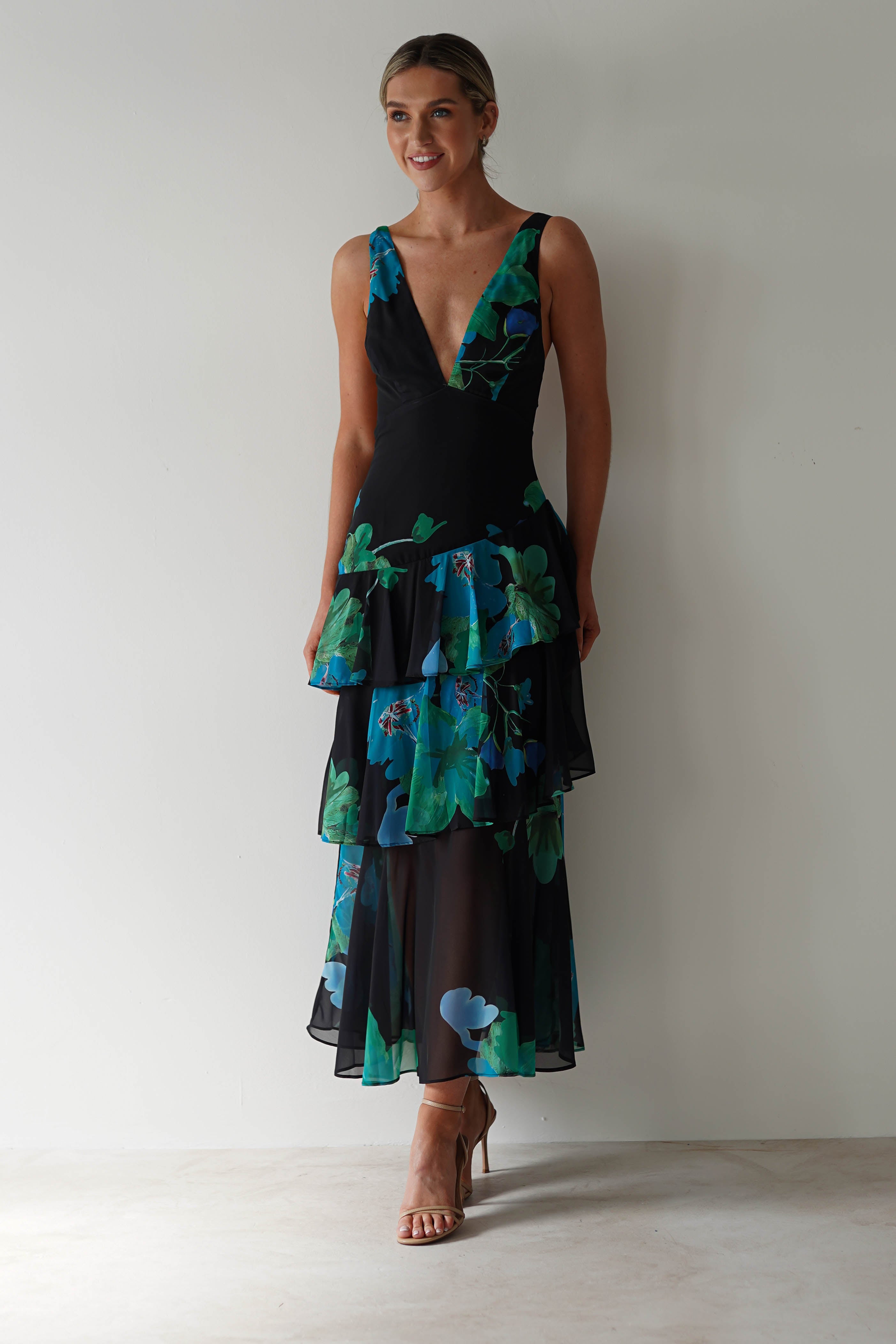 Lenora Floral Print Maxi Dress Black Print | Wedding Guest Dress | Maxi | Oh Hello Clothing
