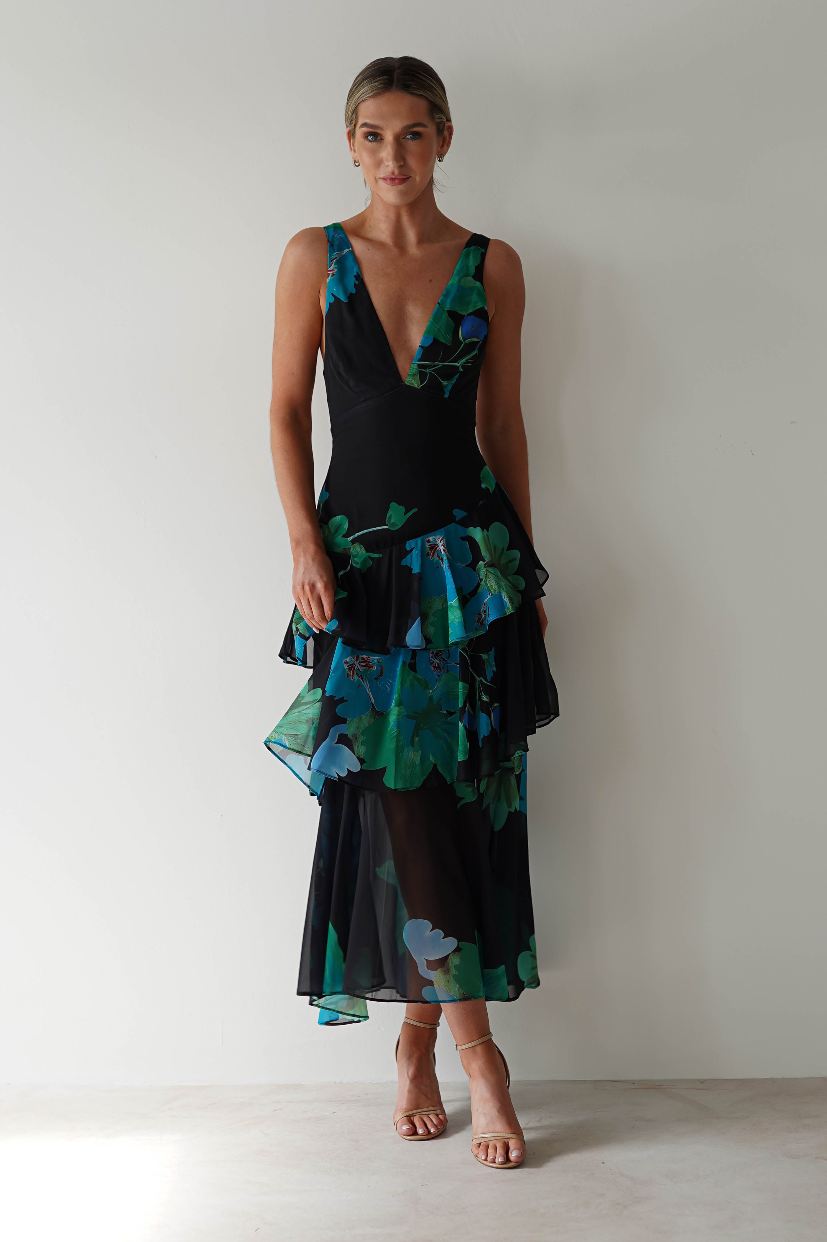 Lenora Floral Print Maxi Dress Black Print | Wedding Guest Dress | Maxi | Oh Hello Clothing