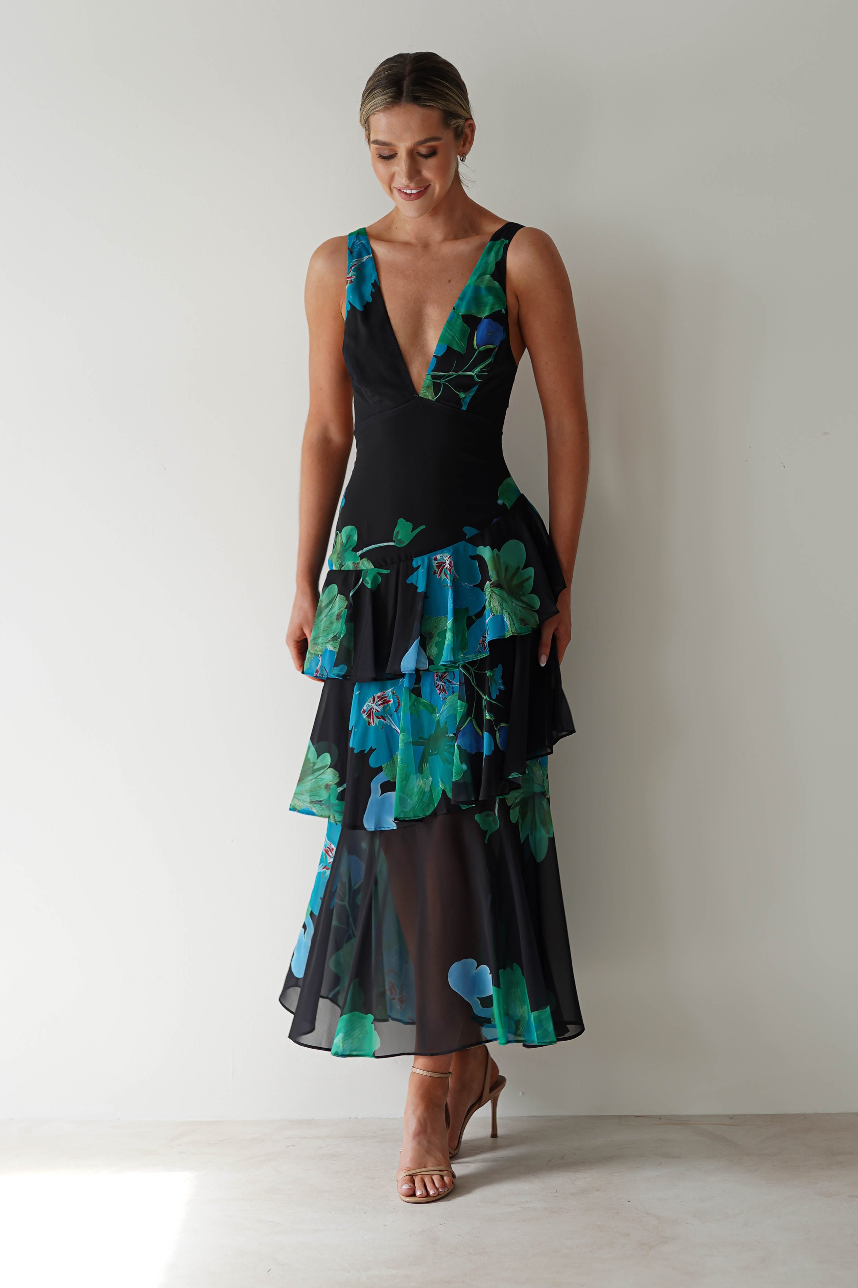 Lenora Floral Print Maxi Dress Black Print | Wedding Guest Dress | Maxi | Oh Hello Clothing