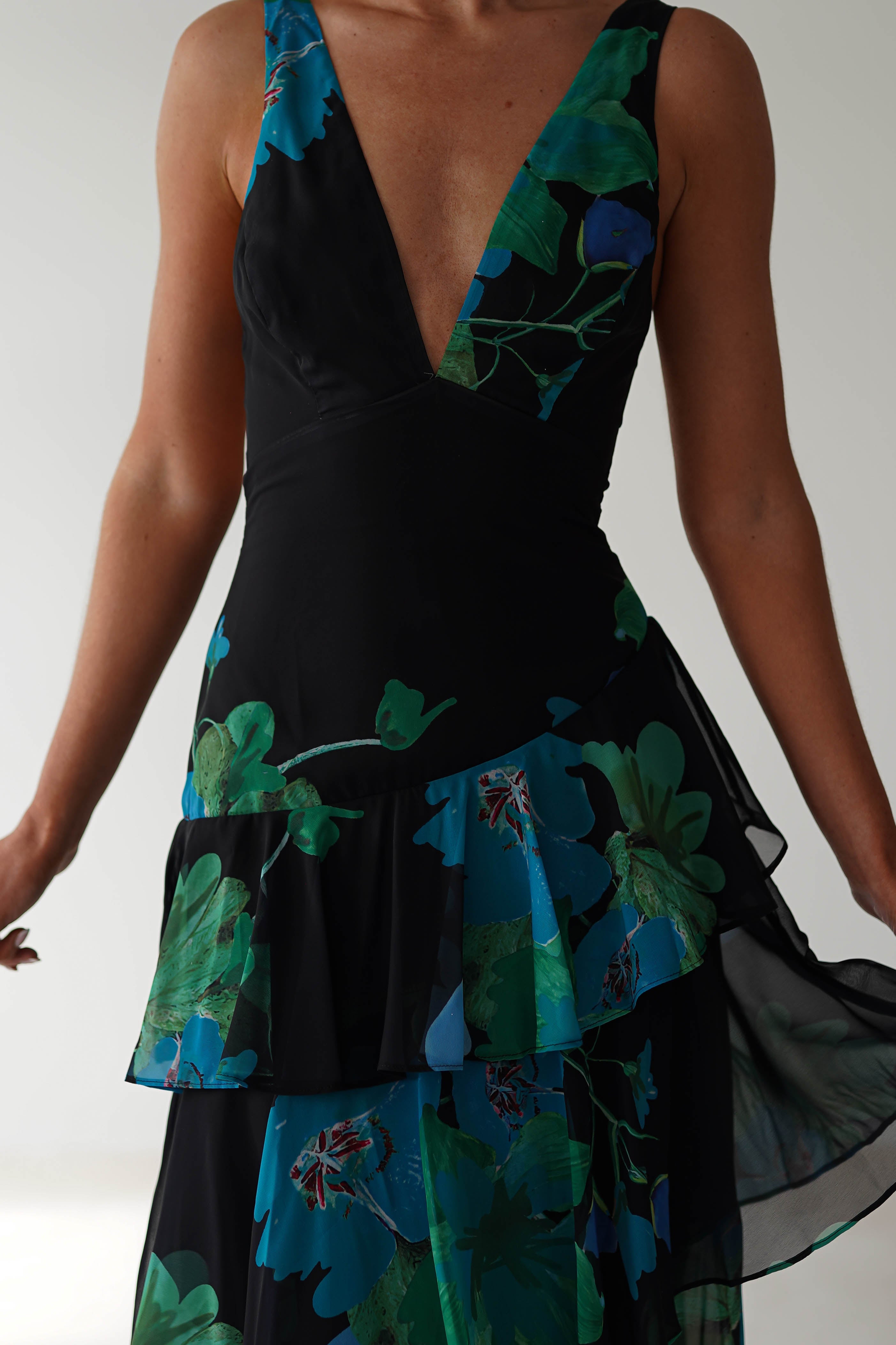 Lenora Floral Print Maxi Dress Black Print | Wedding Guest Dress | Maxi | Oh Hello Clothing