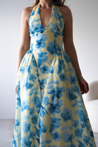 Sabine Floral Bodied Maxi Dress Yellow/Blue | Wedding Guest Dress | Maxi | Oh Hello Clothing