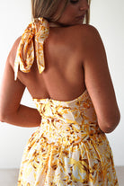 Mina Halterneck Floral Skater Maxi Dress Yellow | Wedding Guest Dress | Halter Neck | Maxi | Oh Hello Clothing