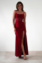 Stefani Rhinestone Bodice Gown | Burgundy | Debs & Prom | Formal Gown | Oh Hello Clothing