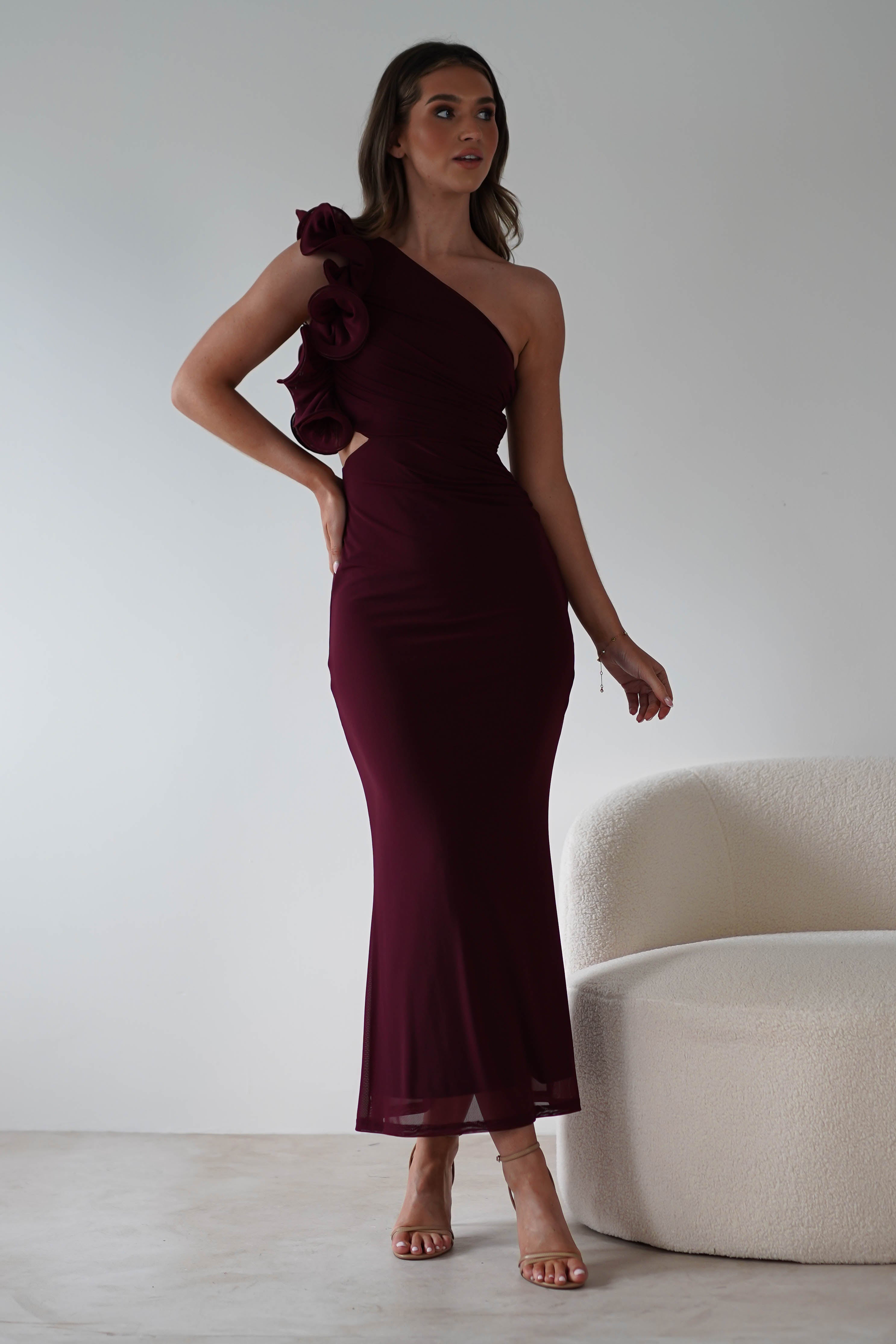 Sydney Bodycon Maxi Dress Wine | Wedding Guest Dress | Bodycon | Maxi | Oh Hello Clothing