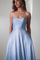 Cassia Strapless Glitter Aline Gown | Blue | Debs & Prom | Formal Gown | Oh Hello Clothing