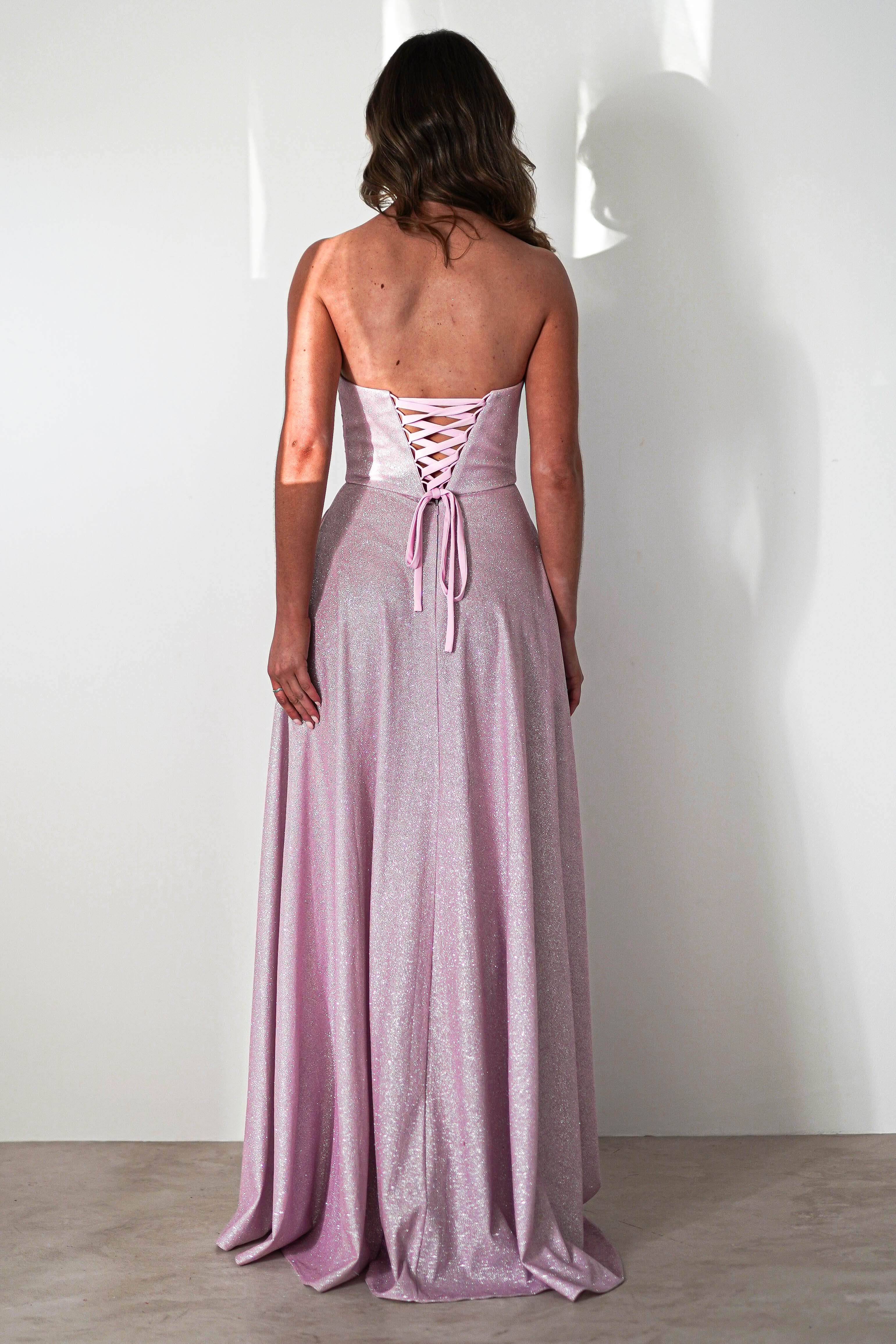 Cassia Strapless Glitter Aline Gown | Pink | Debs & Prom | Formal Gown | Oh Hello Clothing
