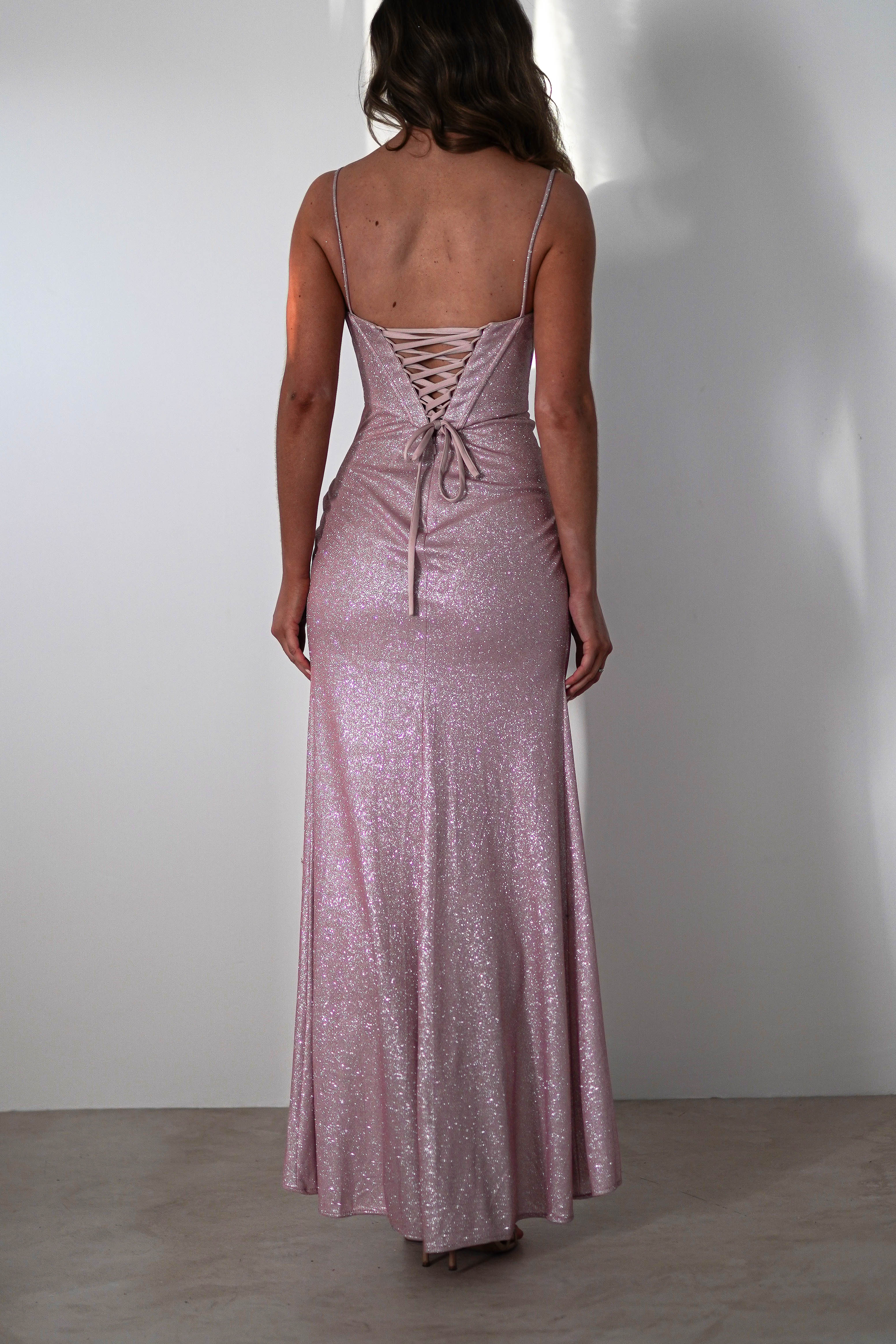 Anastasia Glitter Sweetheart Gown | Blush | Debs & Prom | Formal Gown | Oh Hello Clothing