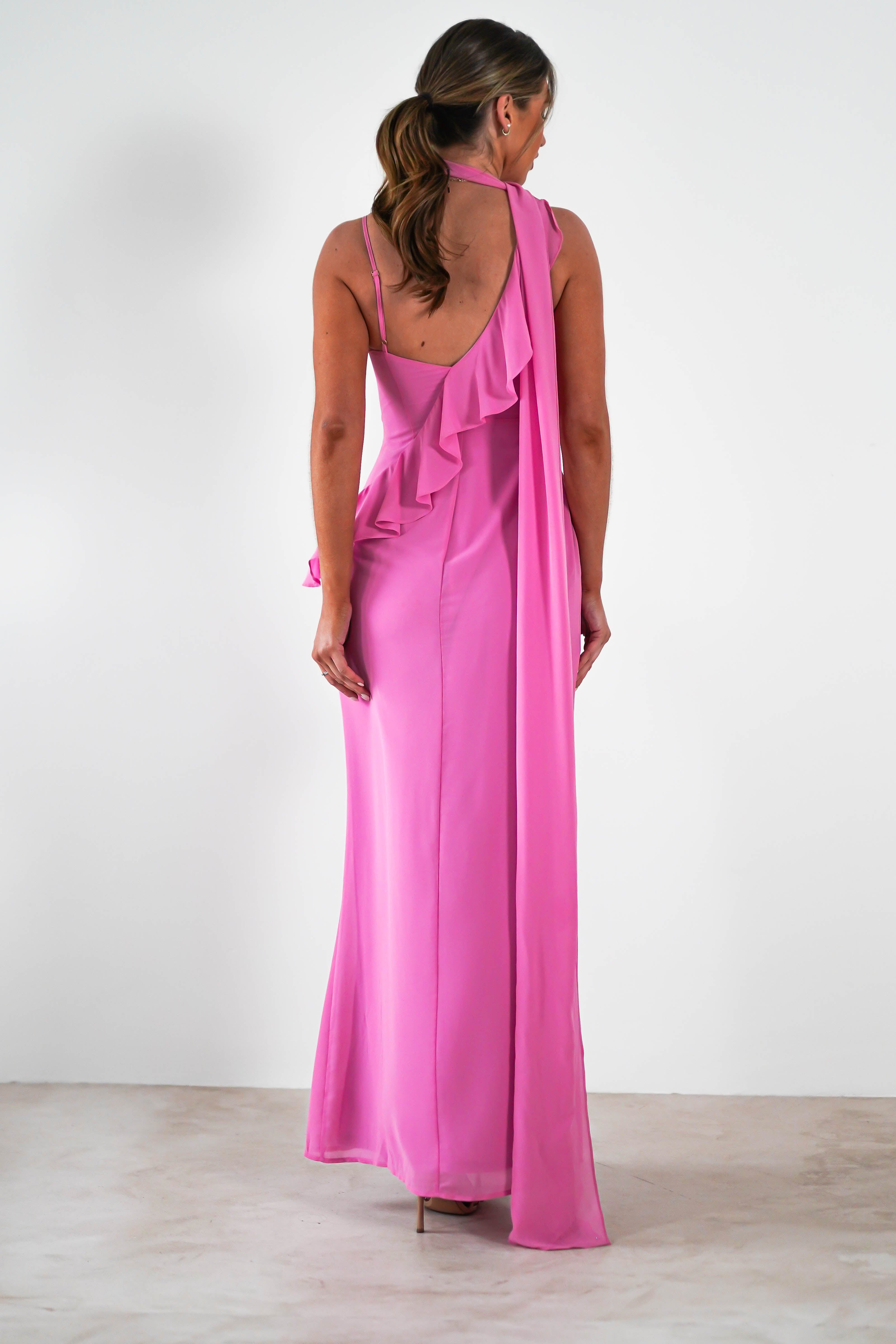 Rosella Ruffle Detail Maxi Dress Fuchsia | Wedding Guest Dress | Maxi | Oh Hello Clothing