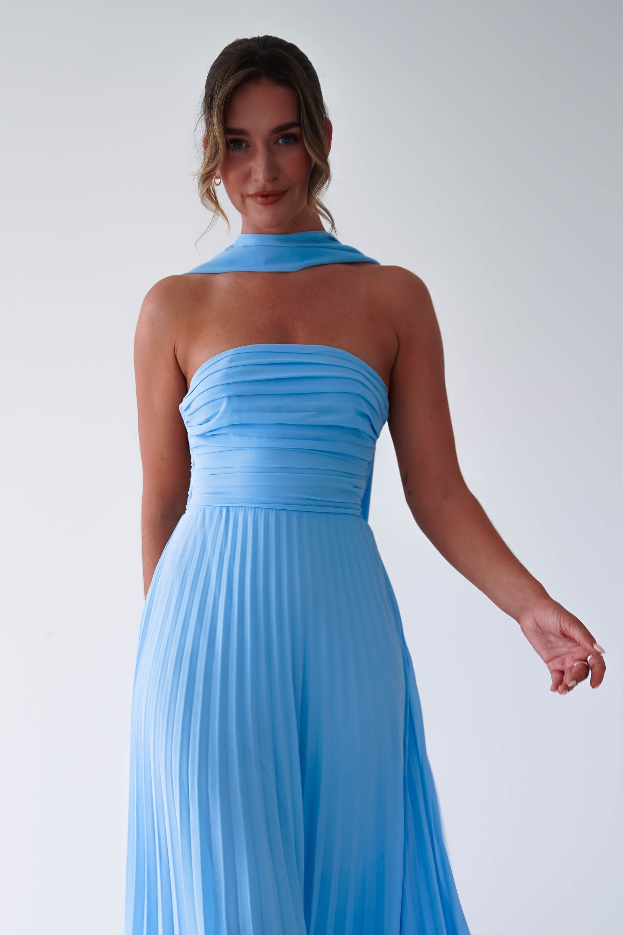 Oh Hello Clothing Women > Clothing > Dresses 1 *DONE Vasanti Pleated Strapless Maxi Dress | BLUE