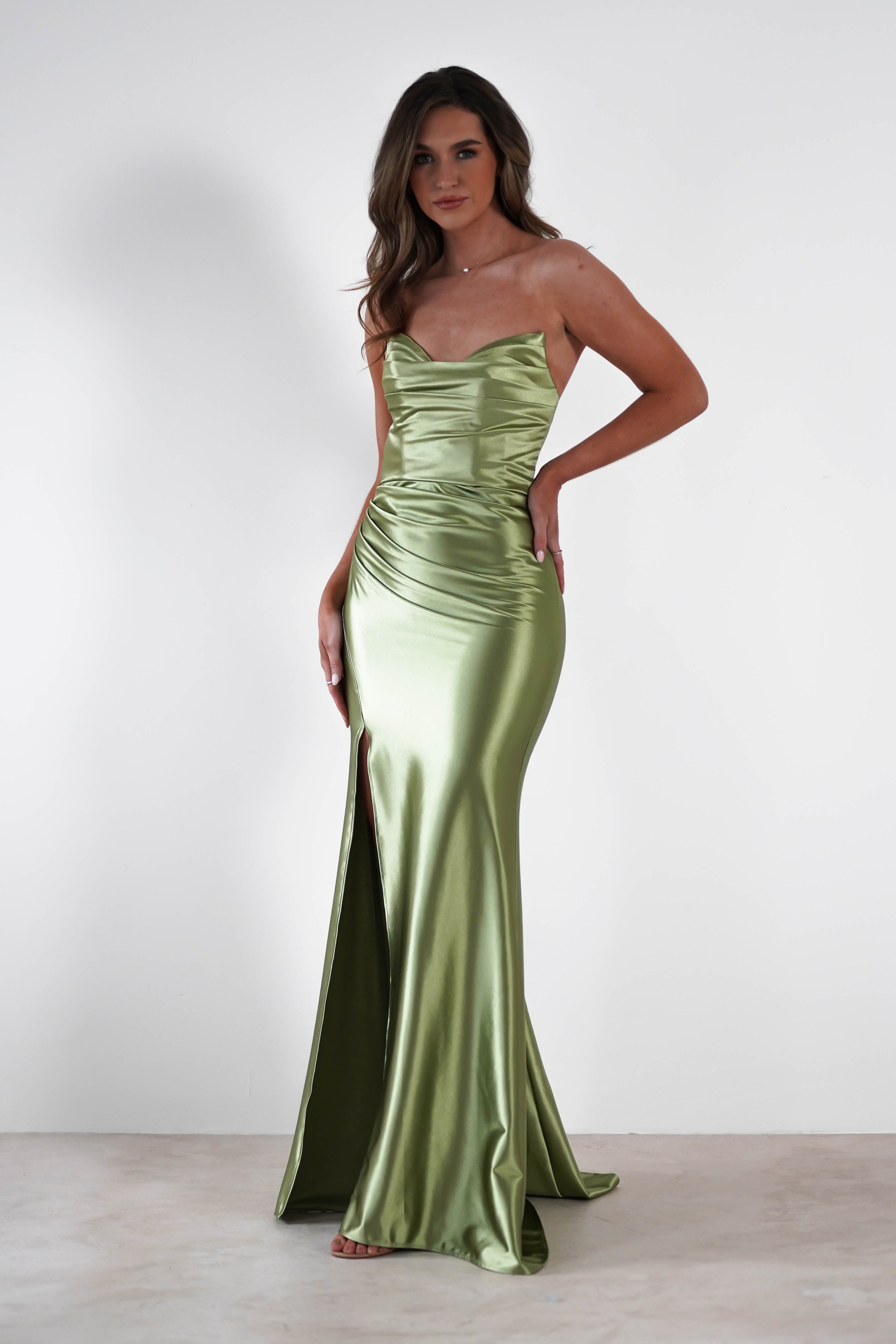 Venice Strapless Bodycon Gown | Green | Debs & Prom | Formal Gown | Oh Hello Clothing
