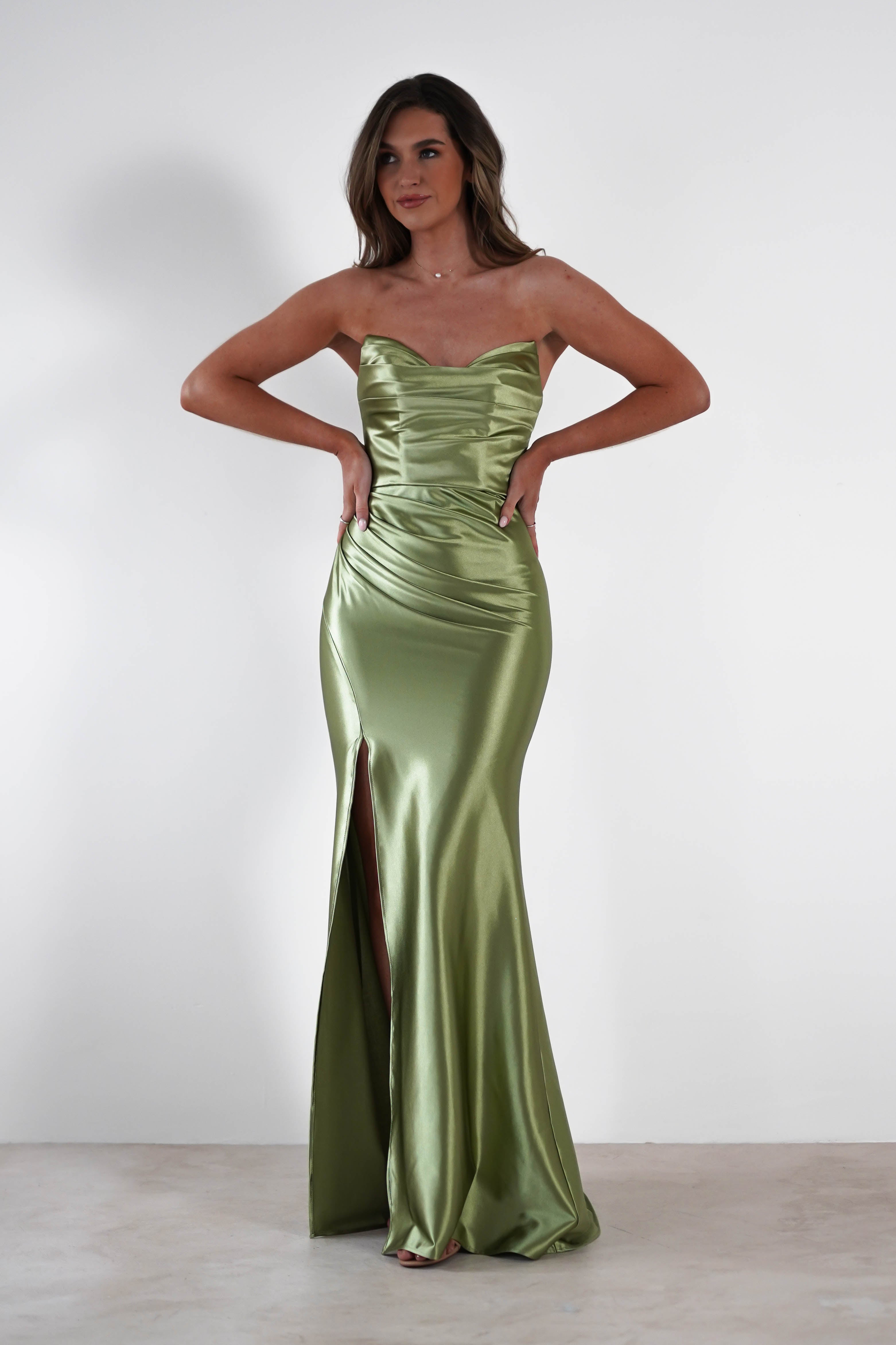 Venice Strapless Bodycon Gown | Green | Debs & Prom | Formal Gown | Oh Hello Clothing