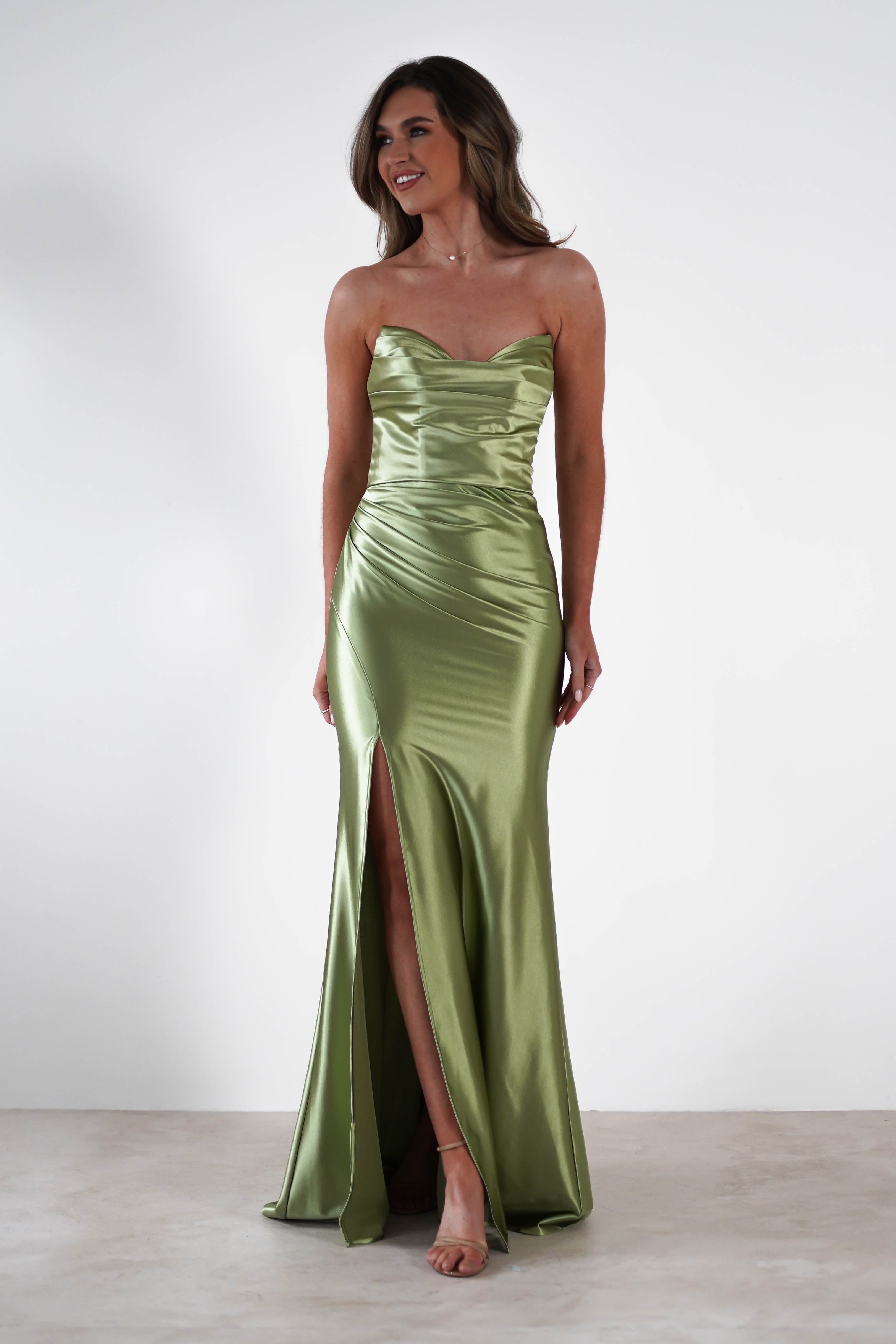Venice Strapless Bodycon Gown | Green | Debs & Prom | Formal Gown | Oh Hello Clothing