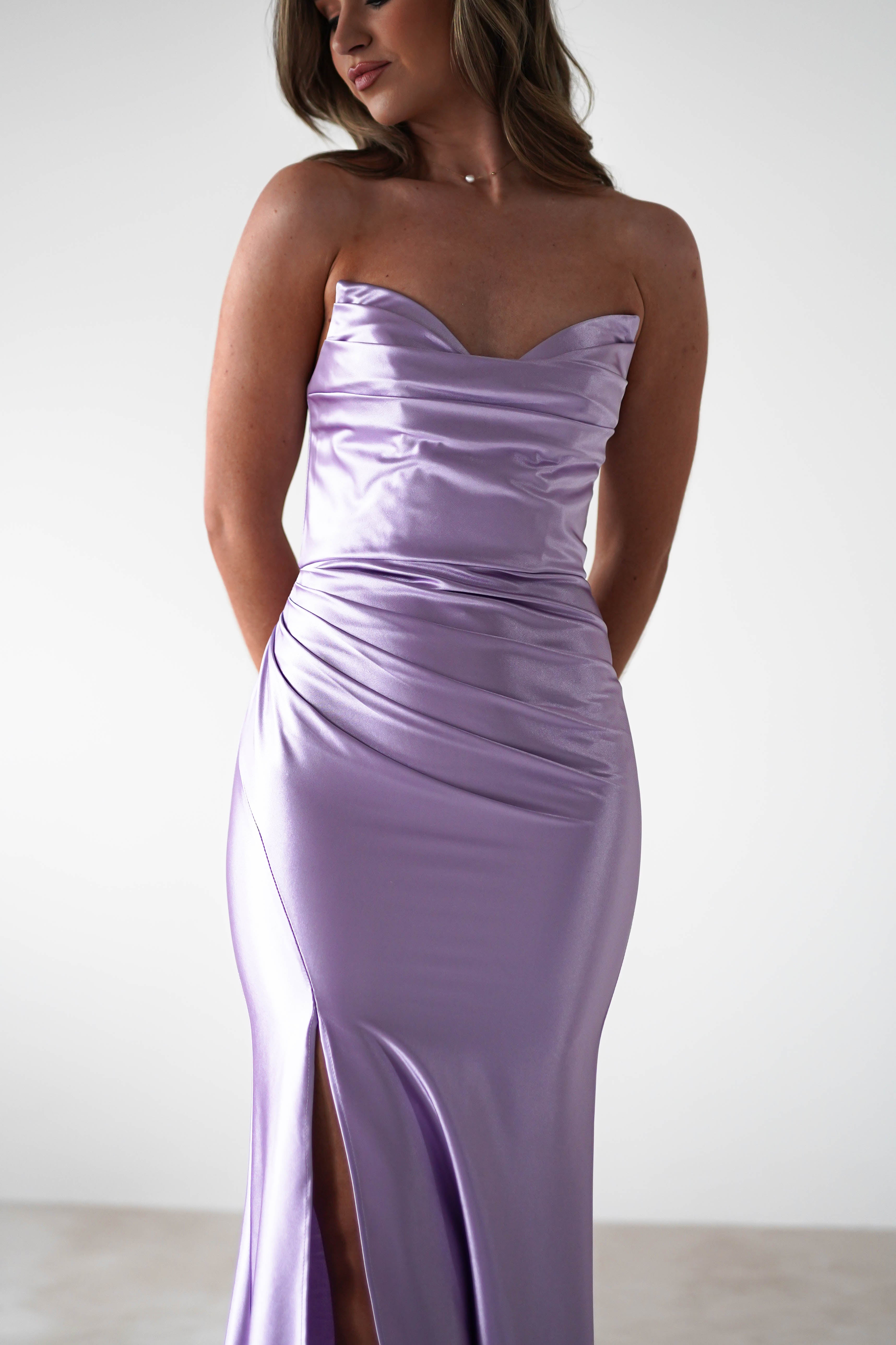 Venice Strapless Bodycon Gown | Lilac | Debs & Prom | Formal Gown | Oh Hello Clothing
