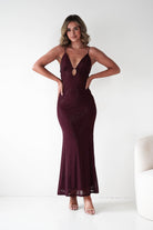 Oh Hello Clothing Dresses 1*DONE - VERA & LUCY-Shimmer Mesh red V-Neck Maxi Dress