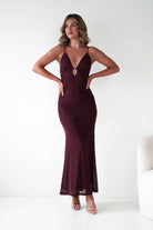Oh Hello Clothing Dresses 1*DONE - VERA & LUCY-Shimmer Mesh red V-Neck Maxi Dress
