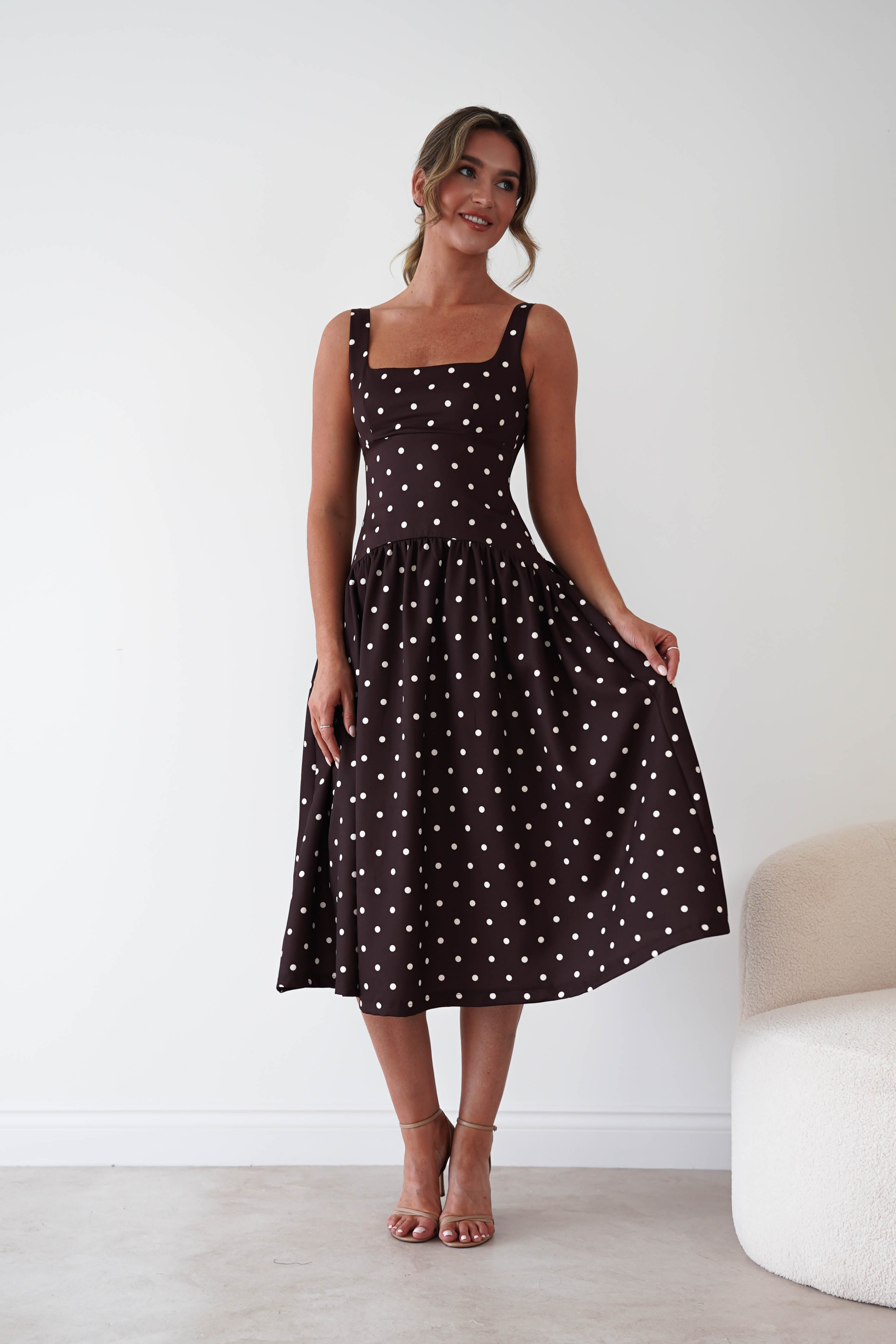Oh Hello Clothing Women > Clothing > Dresses 1*DONE-VERY&LUCY- Brown polka dot dress