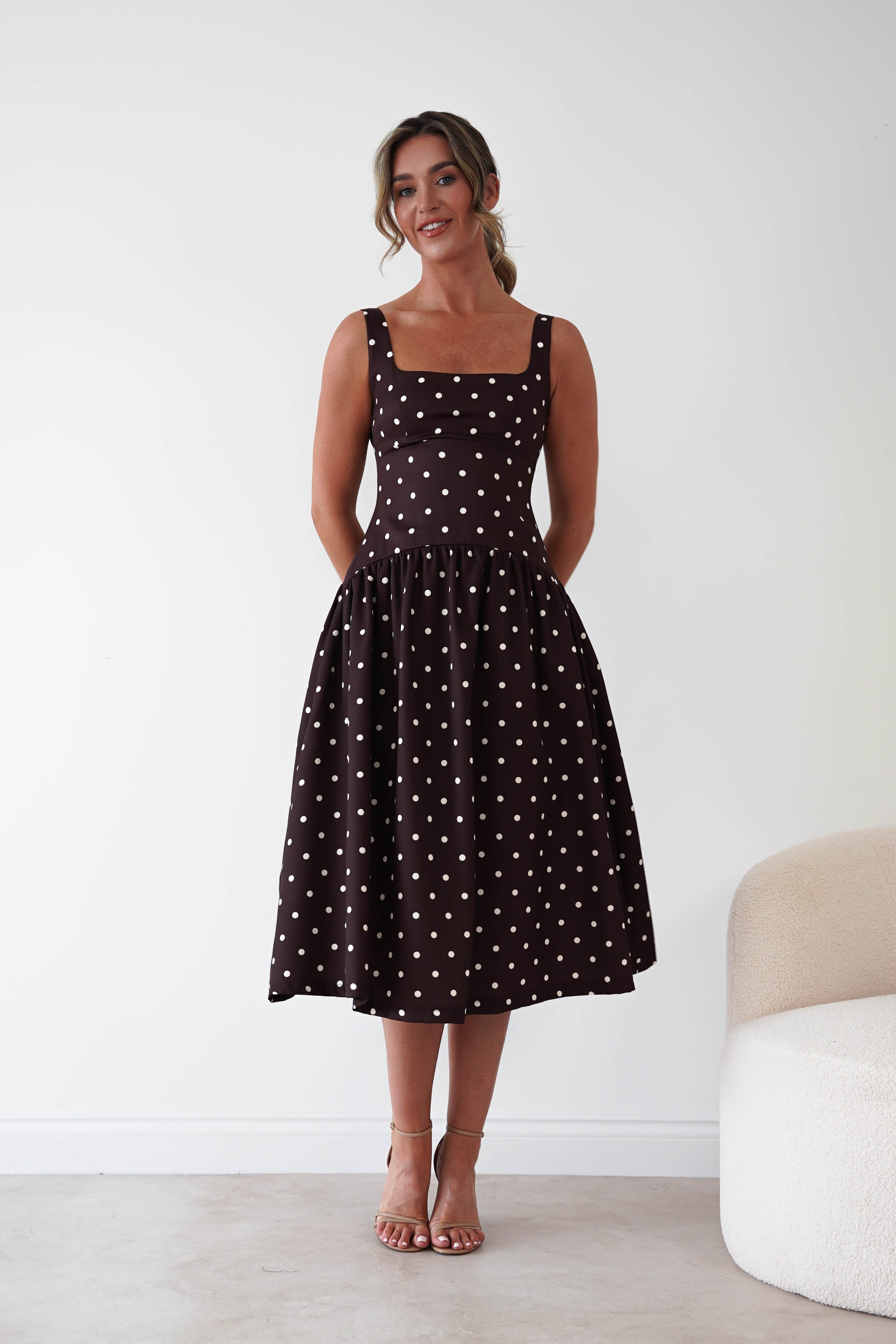 Oh Hello Clothing Women > Clothing > Dresses 1*DONE-VERY&LUCY- Brown polka dot dress
