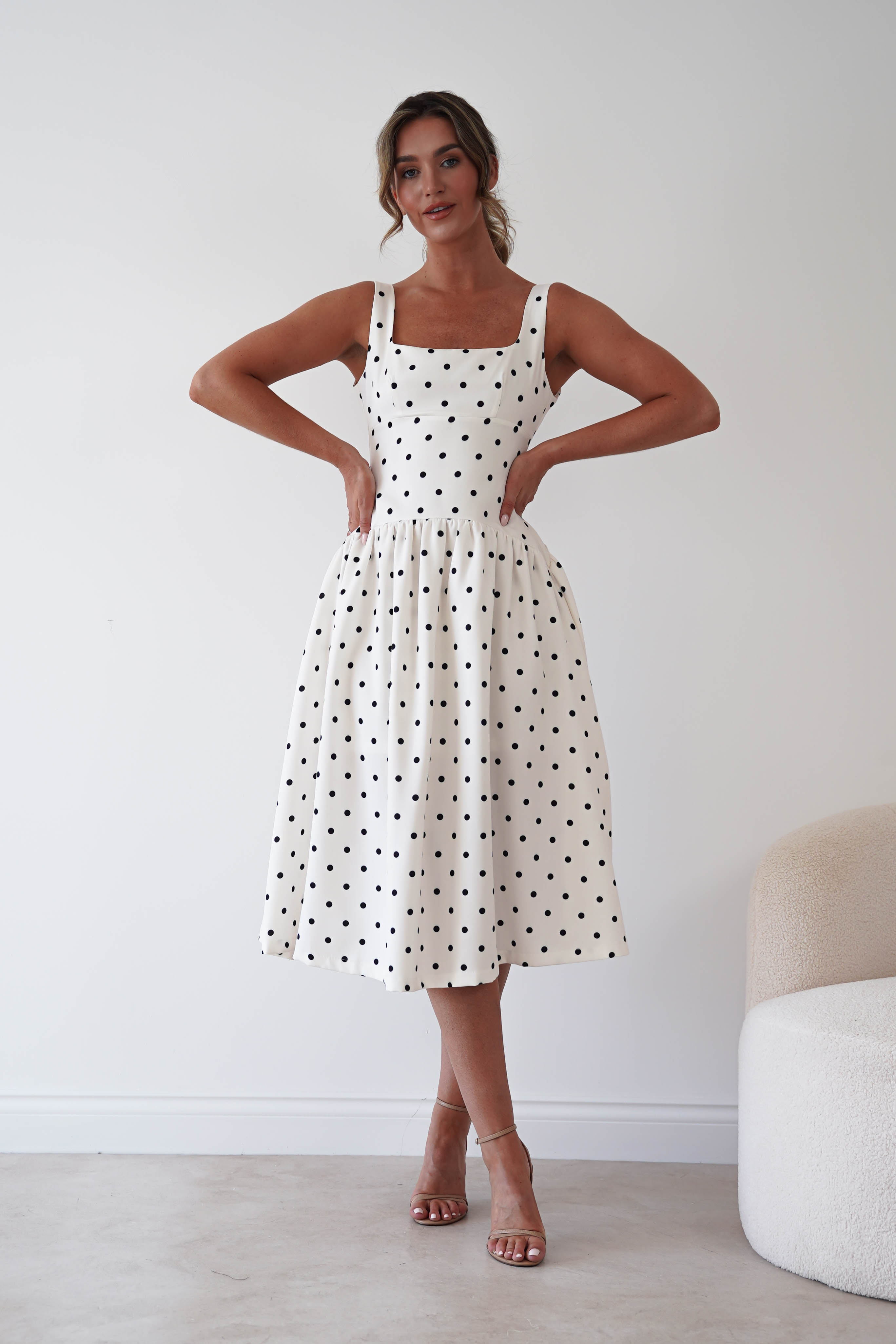 Oh Hello Clothing Women > Clothing > Dresses 1*DONE-VERY&LUCY- cream polka dot dress (Copy)