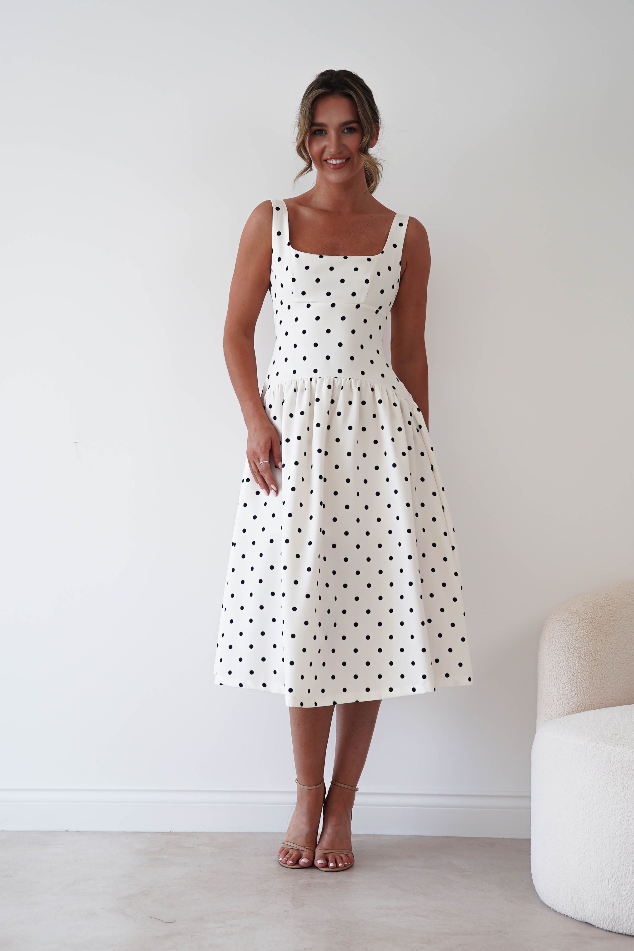 Oh Hello Clothing Women > Clothing > Dresses 1*DONE-VERY&LUCY- cream polka dot dress (Copy)