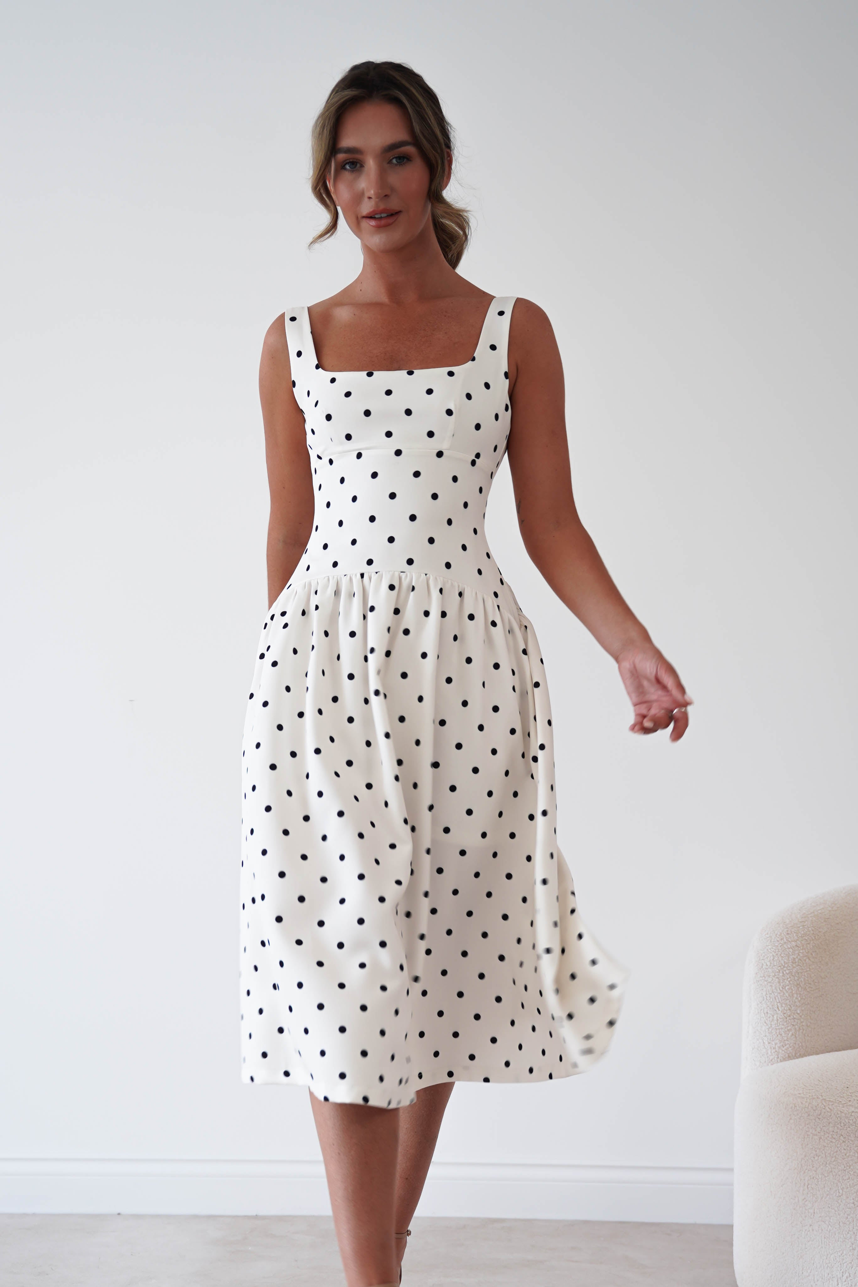 Oh Hello Clothing Women > Clothing > Dresses 1*DONE-VERY&LUCY- cream polka dot dress (Copy)