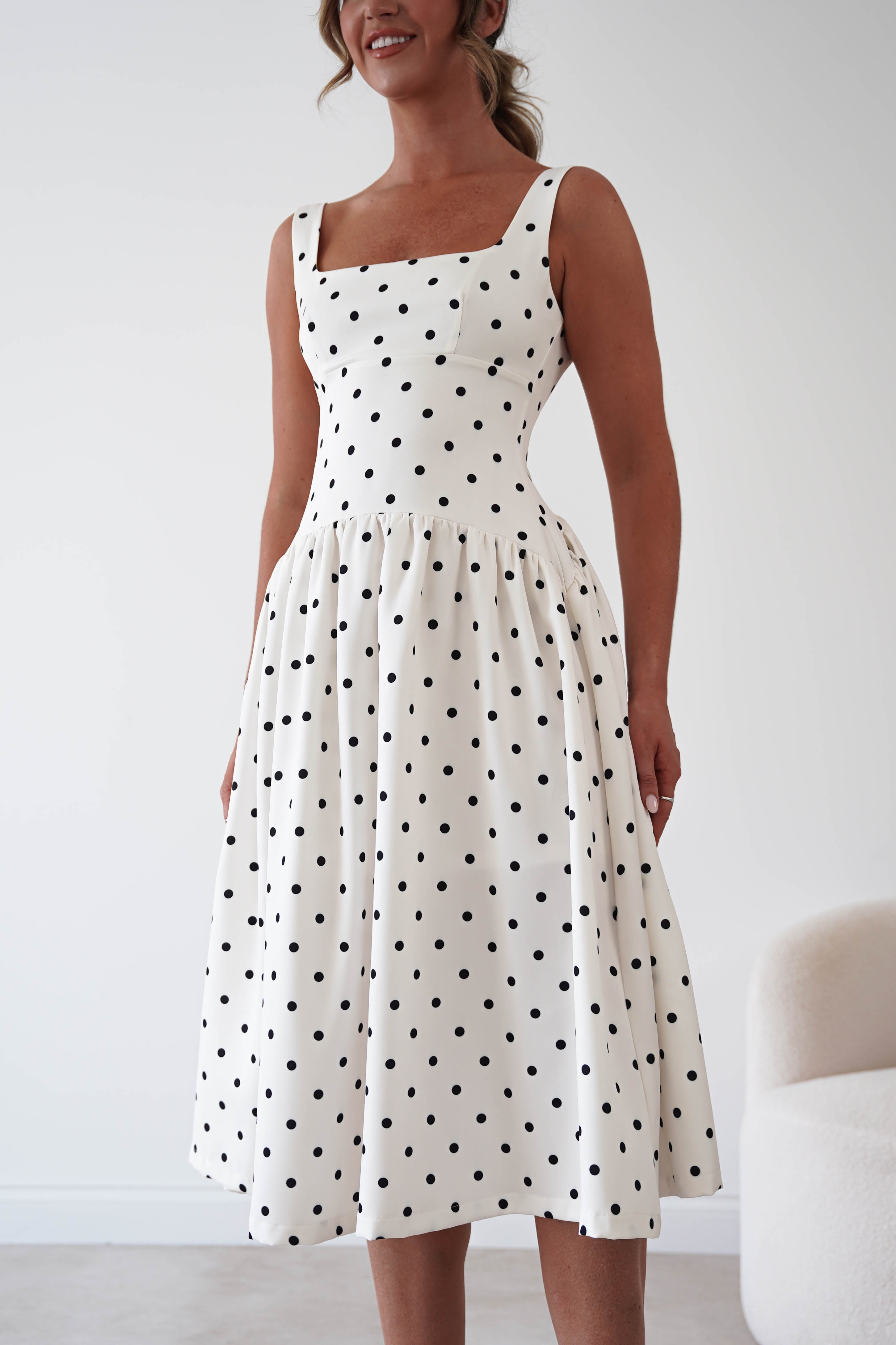 Oh Hello Clothing Women > Clothing > Dresses 1*DONE-VERY&LUCY- cream polka dot dress (Copy)