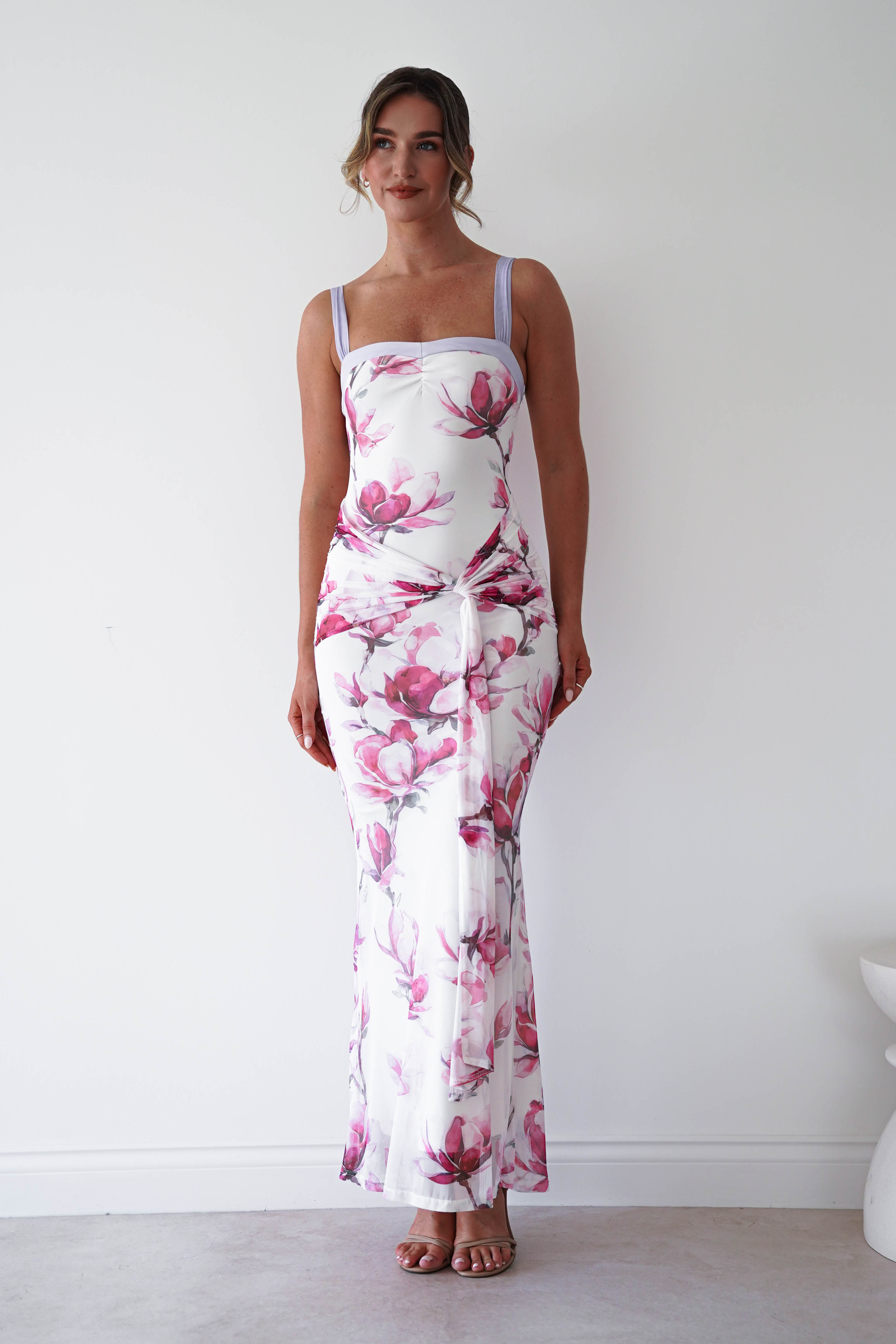 Oh Hello Clothing Women > Clothing > Dresses 1 *DONE - WHITE AND PINK FLORAL MESH SASHA