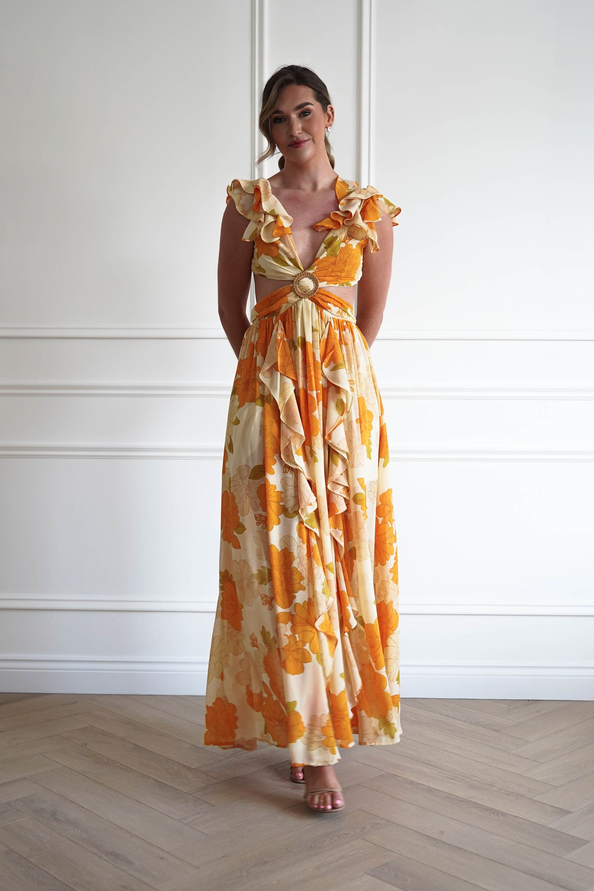 1*DONE -DRESS FORUM-FD11875-MANGOBLOOSOM Cut-Out Maxi Dress-Oh Hello Clothing