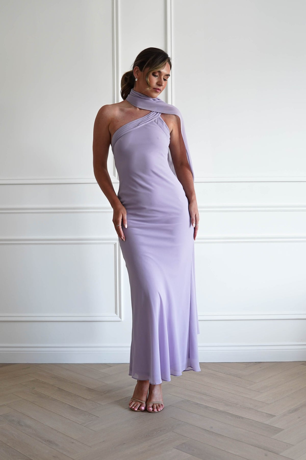 1*DONE-Hathaway Chiffon Drape Maxi Dress | PURPLE-Oh Hello Clothing