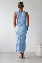 Eliana Bodycon Midi Dress Blue Textured | Wedding Guest Dress | Bodycon | Midi | Oh Hello Clothing